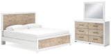 Charbitt King Panel Bed with Mirrored Dresser in Two-tone - PKG016644