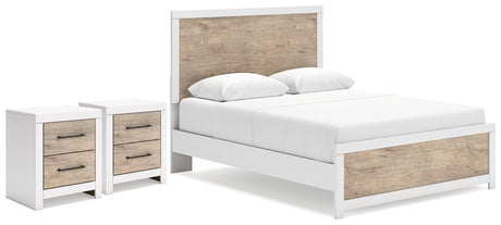 Charbitt Queen Panel Bed with 2 Nightstands in Two-tone - PKG016634