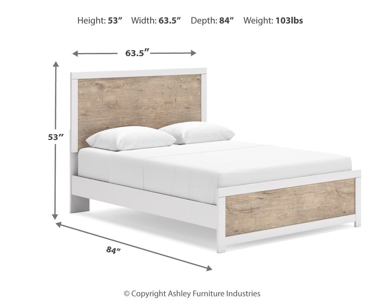 Charbitt Queen Panel Bed with Mirrored Dresser and 2 Nightstands in Two-tone - PKG016636