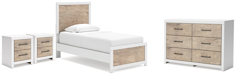 Charbitt Twin Panel Bed with Dresser and 2 Nightstands in Two-tone - PKG016561