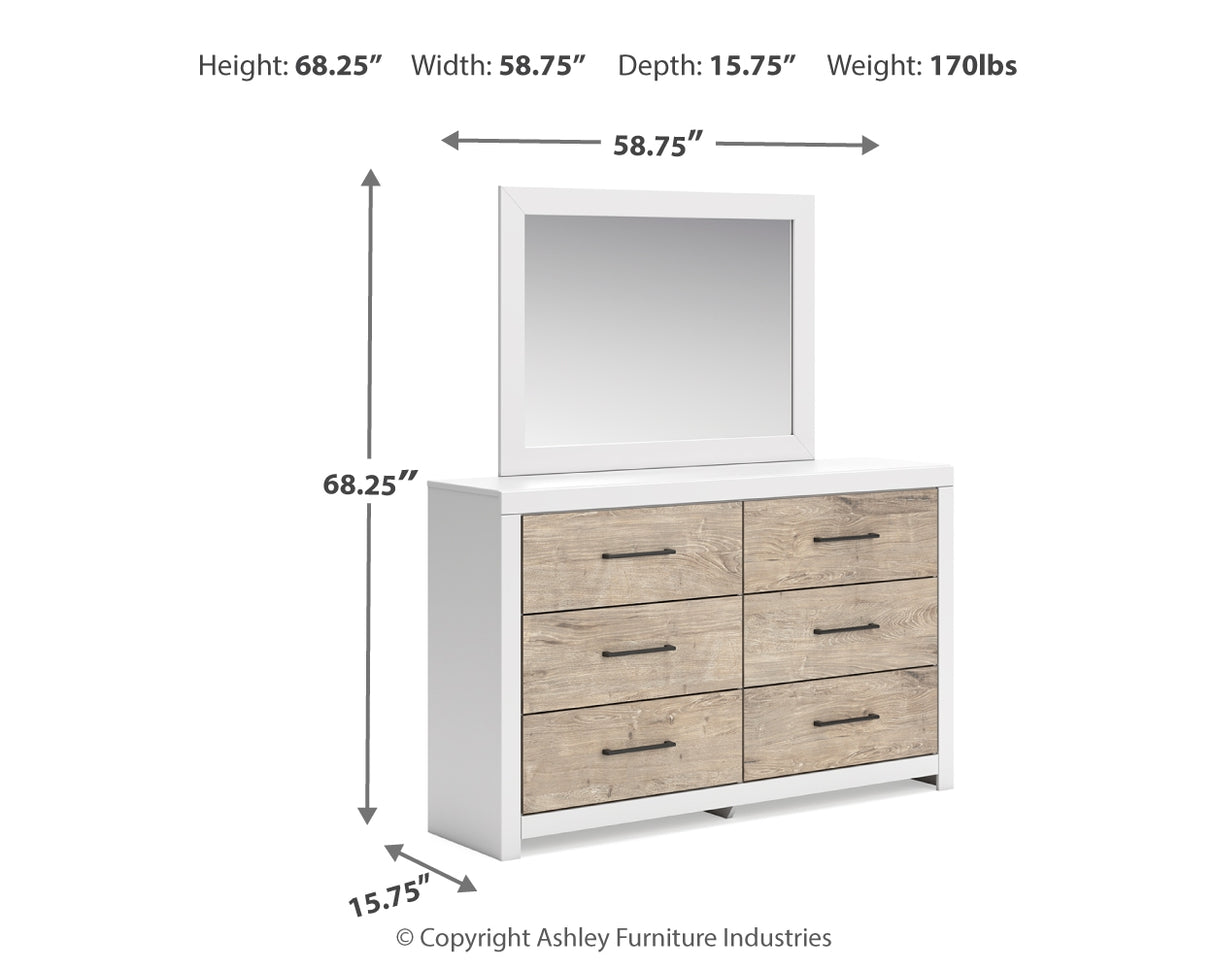 Charbitt Twin Panel Bed with Mirrored Dresser and Chest in Two-tone from Ashley - Luna Furniture