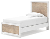 Charbitt Twin Panel Bed with Mirrored Dresser and Nightstand in Two-tone from Ashley - Luna Furniture