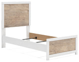 Charbitt Twin Panel Bed with Mirrored Dresser and Nightstand in Two-tone from Ashley - Luna Furniture