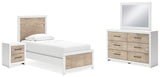 Charbitt Twin Panel Bed with Mirrored Dresser and Nightstand in Two-tone from Ashley - Luna Furniture