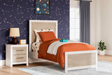 Charbitt Twin Panel Bed with Mirrored Dresser and Nightstand in Two-tone from Ashley - Luna Furniture