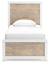 Charbitt Twin Panel Bed with Mirrored Dresser, Chest and 2 Nightstands in Two-tone - PKG016565