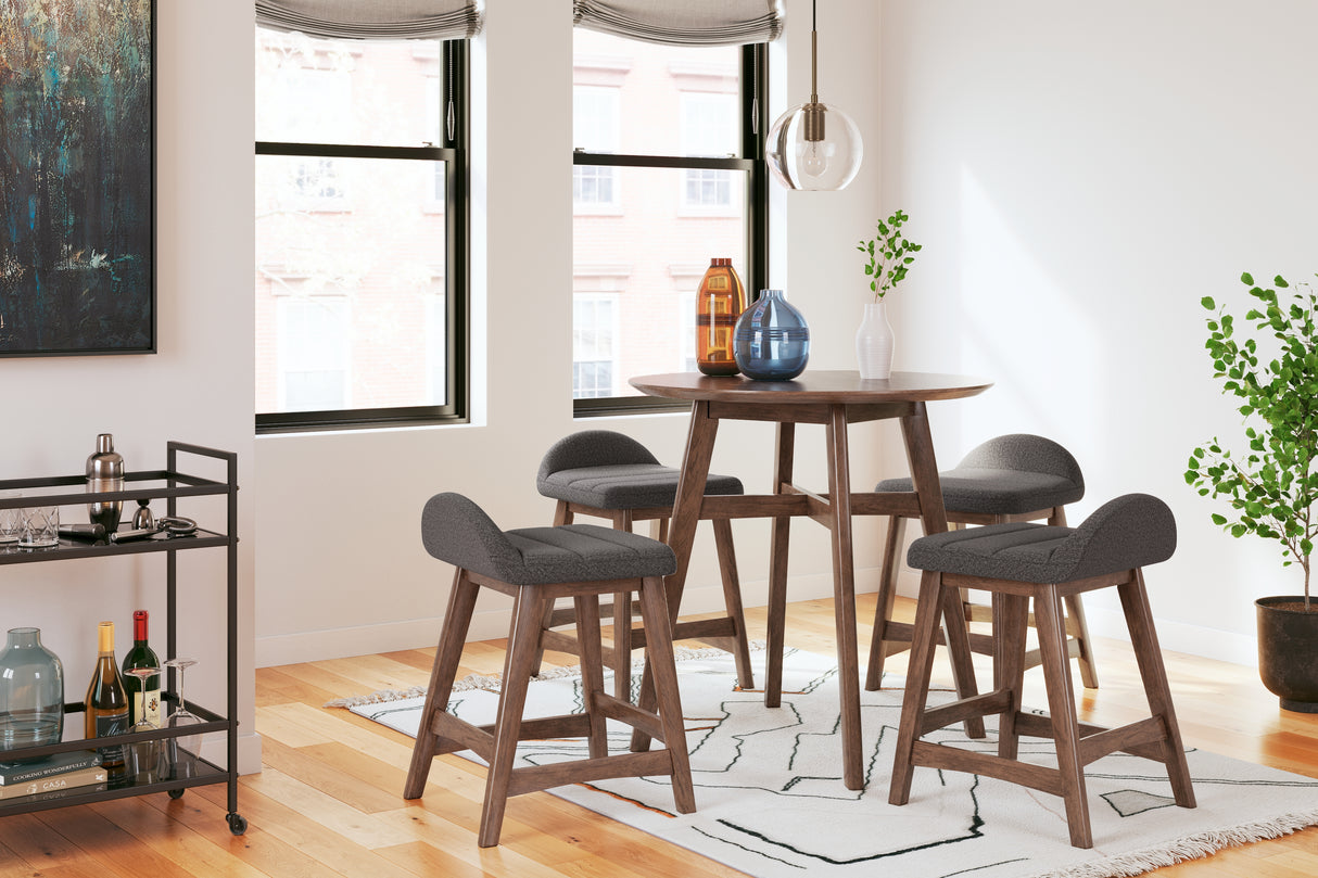 Charcoal/Brown Lyncott Counter Height Dining Table and 4 Barstools - PKG015479