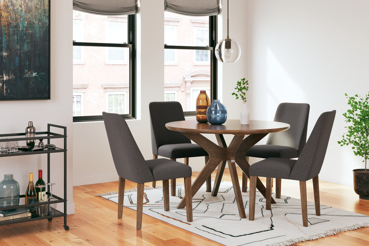 Charcoal/Brown Lyncott Dining Table and 4 Chairs - PKG015475