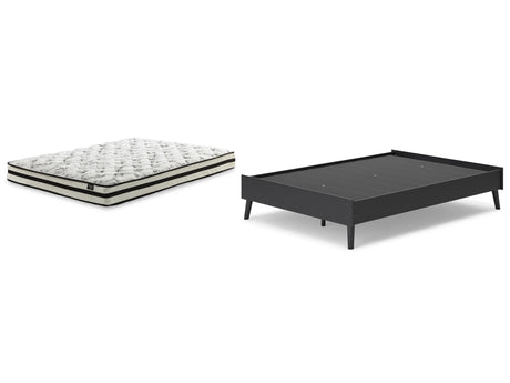 Charlang Full Platform Bed with Mattress in Black - PKG018177