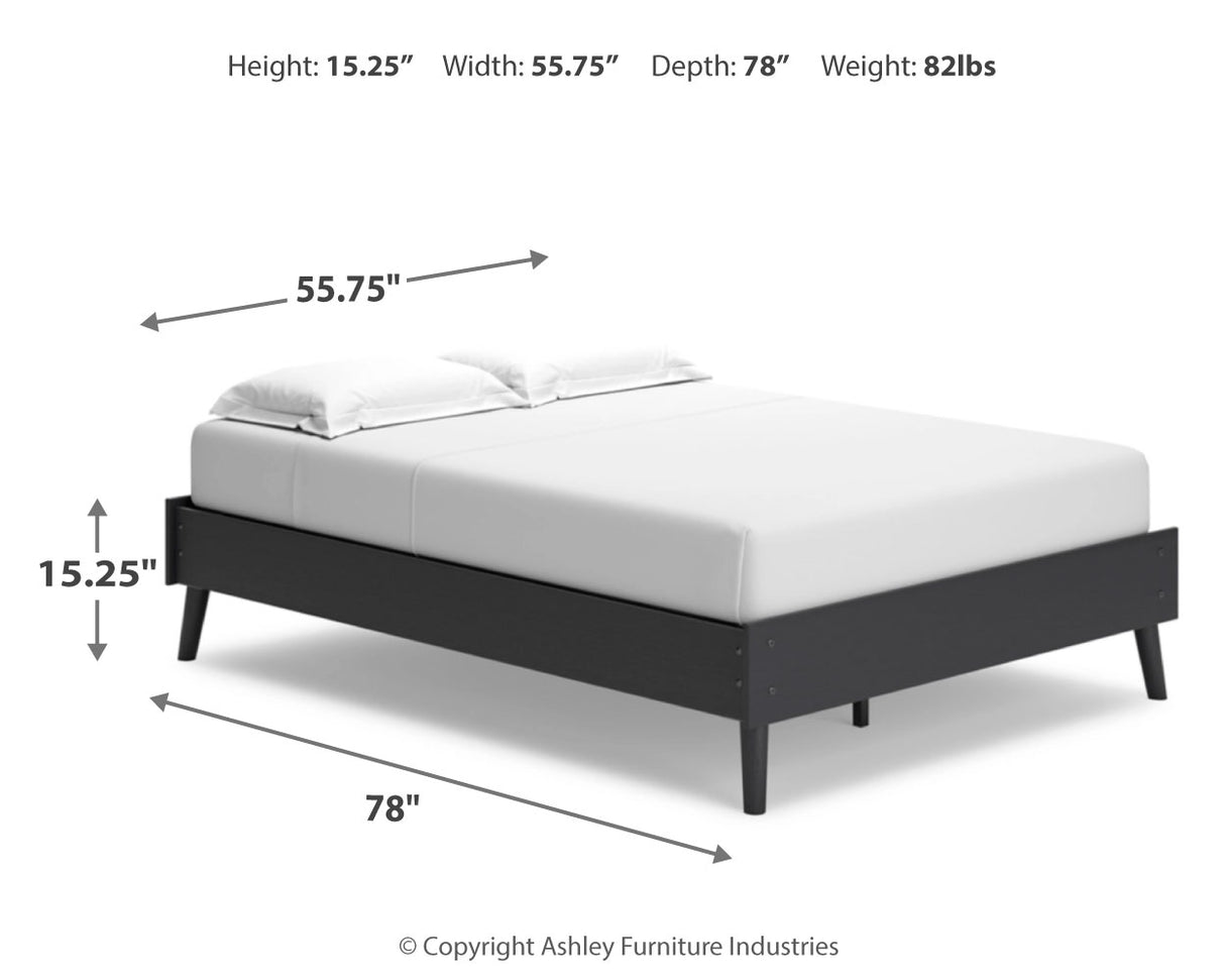 Charlang Full Platform Bed with Mattress in Black - PKG018177