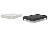 Charlang Full Platform Bed with Mattress in Black - PKG018180