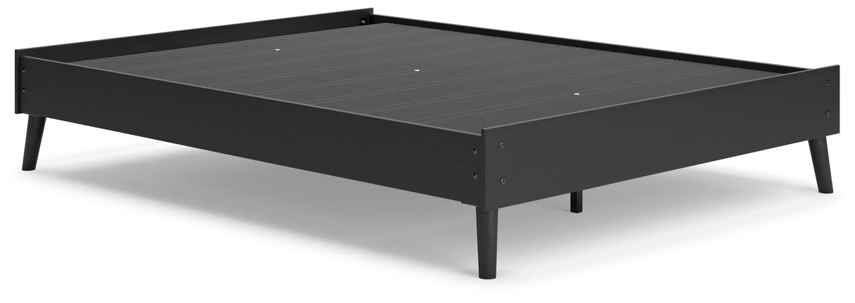 Charlang Queen Platform Bed with Mattress in Black - PKG018183