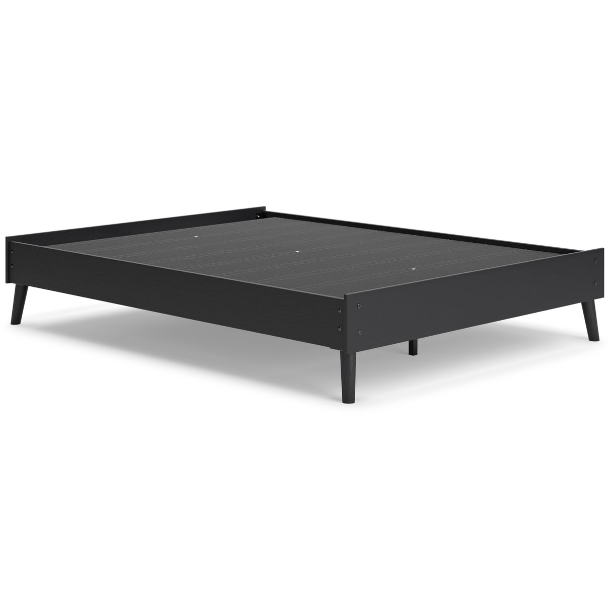 Charlang Queen Platform Bed with Mattress in Black - PKG018184