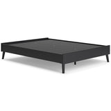 Charlang Queen Platform Bed with Mattress in Black - PKG018184