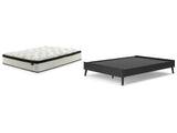 Charlang Queen Platform Bed with Mattress in Black - PKG018185