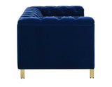 Charlene Blue Velvet Button Tufted Rolled Arm Chesterfield Loveseat from Steve Silver - Luna Furniture