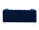 Charlene Blue Velvet Button Tufted Rolled Arm Chesterfield Loveseat from Steve Silver - Luna Furniture