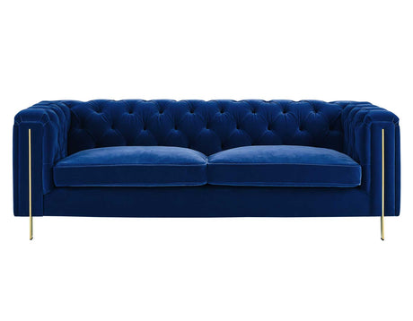 Charlene Blue Velvet Button Tufted Rolled Arm Chesterfield Sofa from Steve Silver - Luna Furniture