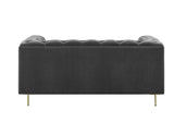 Charlene Gray Velvet Button Tufted Rolled Arm Chesterfield Loveseat from Steve Silver - Luna Furniture