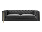 Charlene Gray Velvet Button Tufted Rolled Arm Chesterfield Sofa from Steve Silver - Luna Furniture