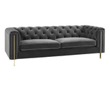 Charlene Gray Velvet Button Tufted Rolled Arm Chesterfield Sofa from Steve Silver - Luna Furniture