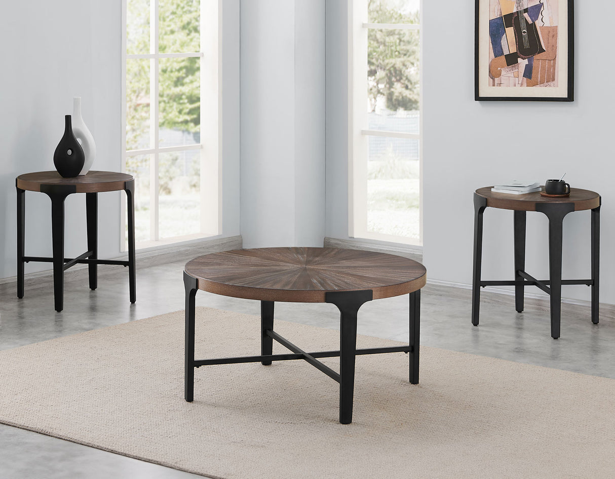 Chevron 22-inch Round End Table from Steve Silver - Luna Furniture