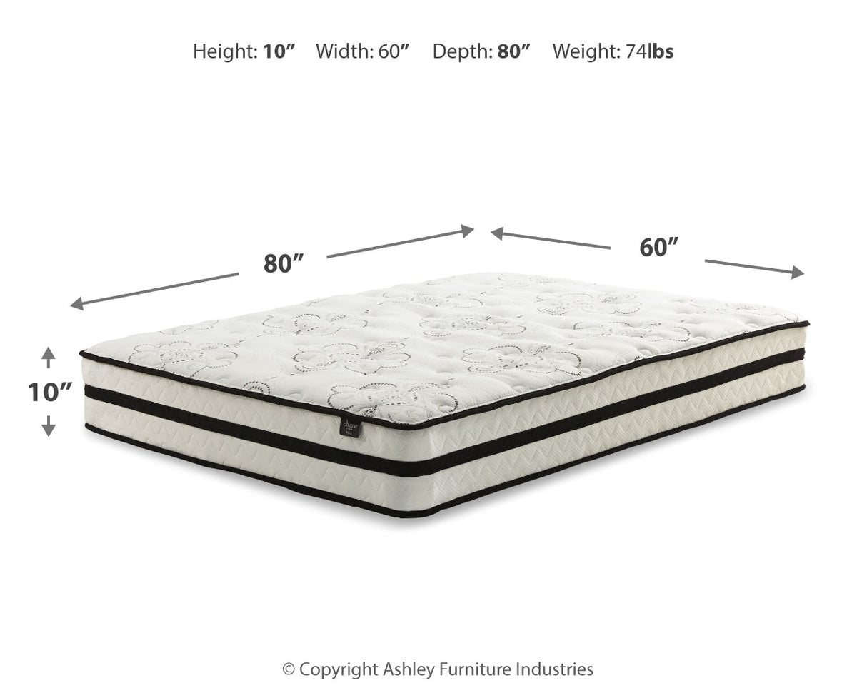 Chime 10 Inch Hybrid Mattress with Adjustable Base in White - PKG010055