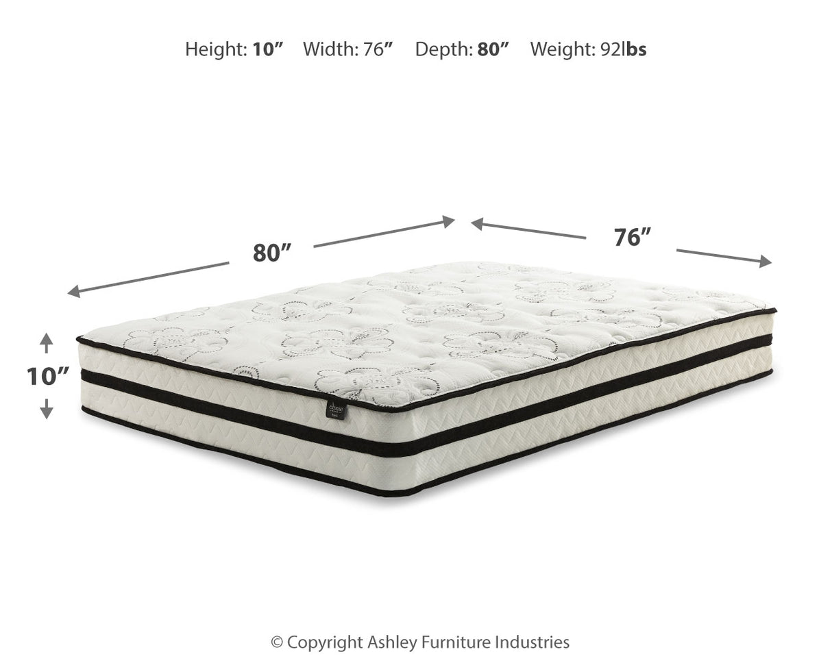 Chime 10 Inch Hybrid Mattress with Adjustable Base in White - PKG010059