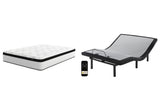 Chime 12 Inch Hybrid Mattress with Adjustable Base in White - PKG010064