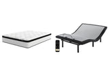 Chime 12 Inch Hybrid Mattress with Adjustable Base in White - PKG010065