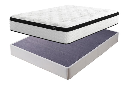 Chime 12 Inch Hybrid Mattress with Foundation in White - PKG009781