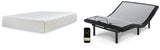 Chime 12 Inch Memory Foam Mattress with Adjustable Base in White - PKG010124