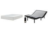 Chime 12 Inch Memory Foam Mattress with Adjustable Base in White - PKG010125