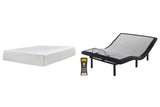 Chime 12 Inch Memory Foam Mattress with Adjustable Base in White - PKG010132