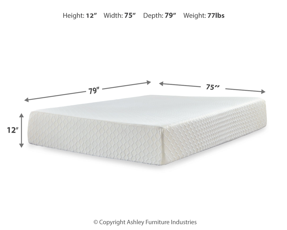 Chime 12 Inch Memory Foam Mattress with Adjustable Base in White - PKG017778