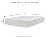 Chime 12 Inch Memory Foam Mattress with Adjustable Base in White - PKG017778