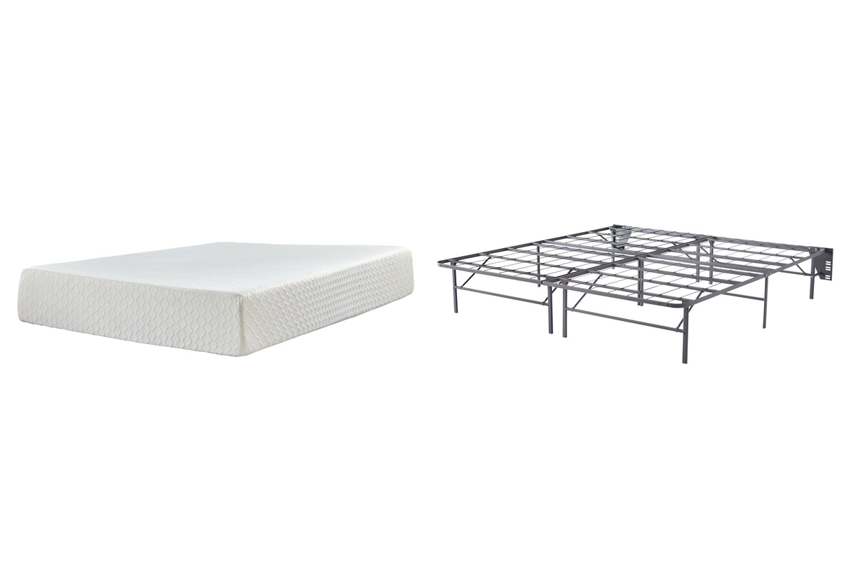 Chime 12 Inch Memory Foam Mattress with Foundation in White - PKG009855