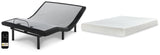 Chime 8 Inch Memory Foam Mattress with Adjustable Base in White - PKG010118