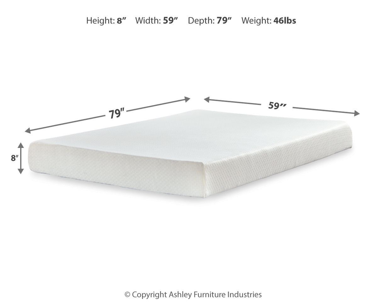 Chime 8 Inch Memory Foam Mattress with Adjustable Base in White - PKG010118