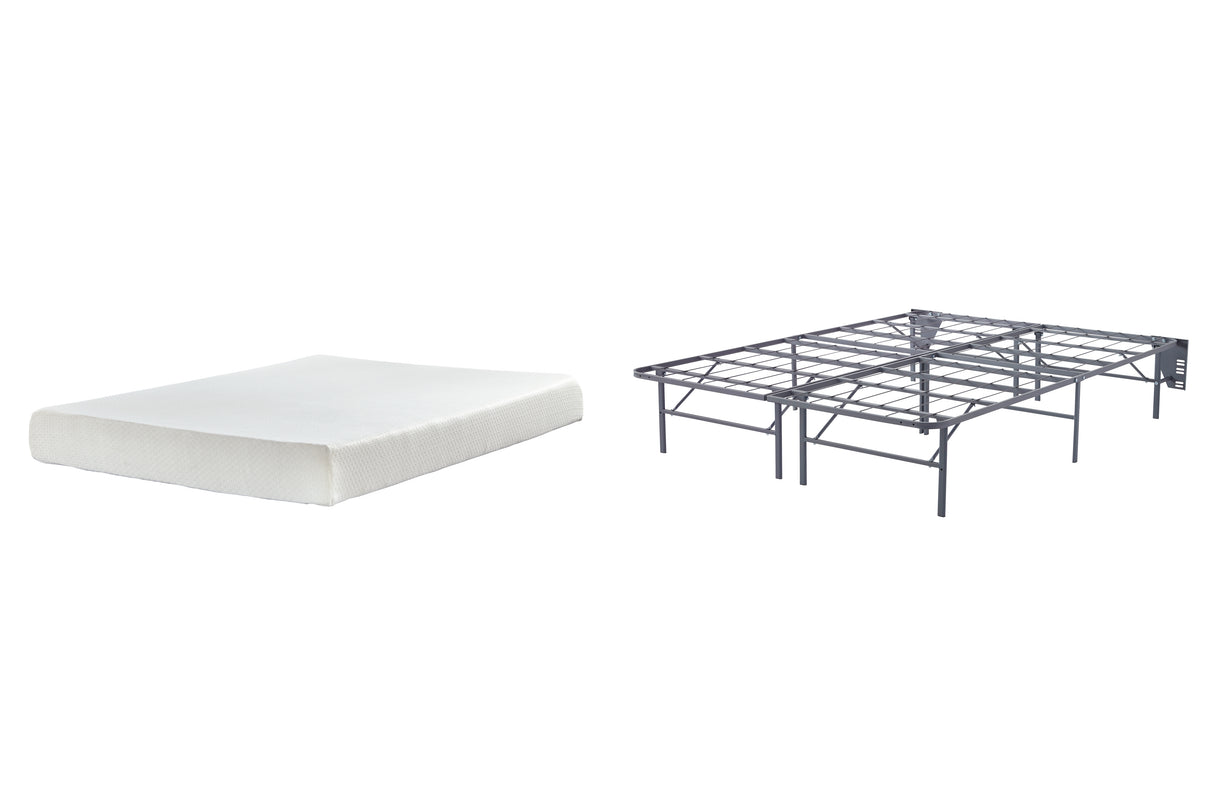 Chime 8 Inch Memory Foam Mattress with Foundation in White - PKG009842