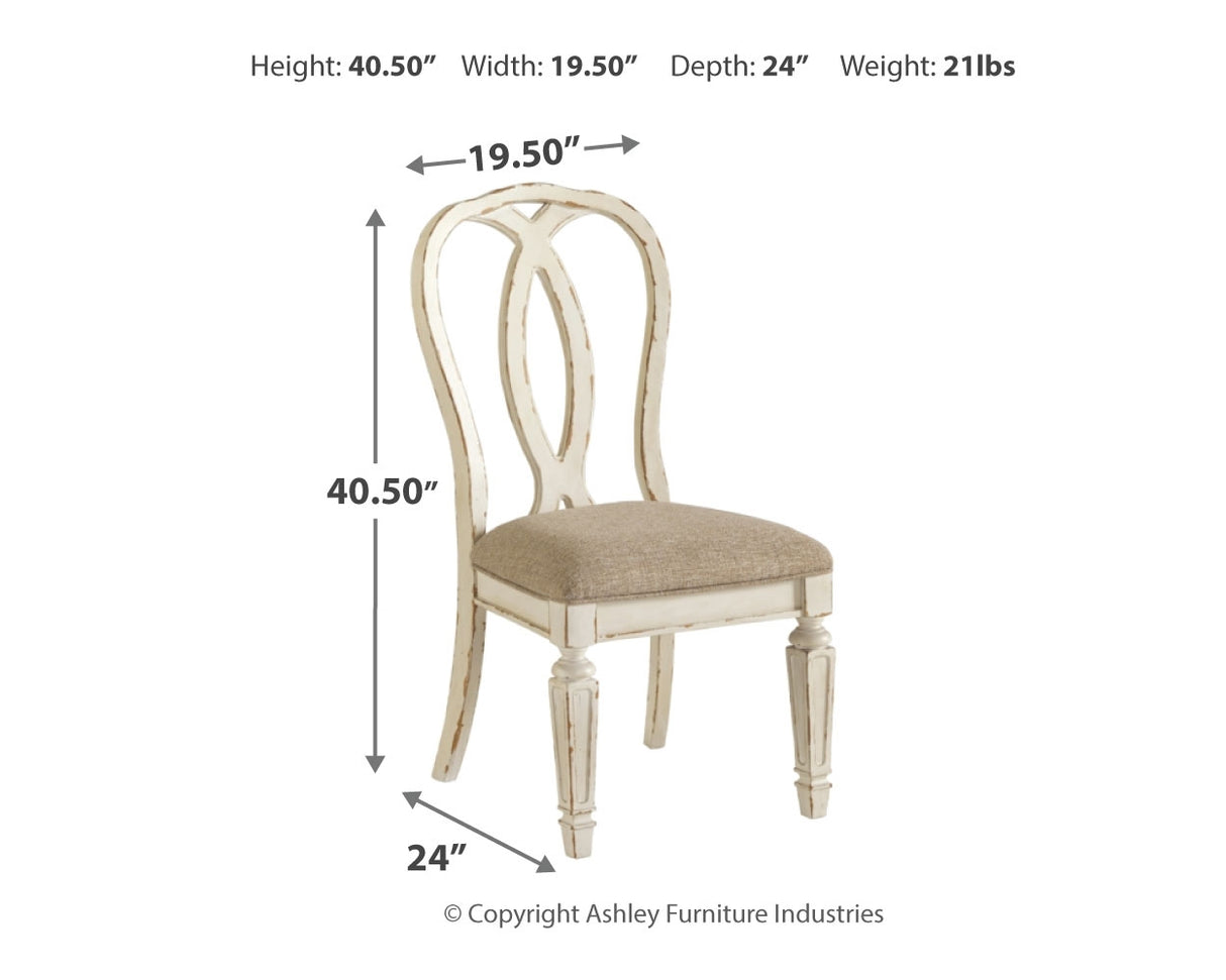 Chipped White Realyn Dining Table and 4 Chairs - PKG002228