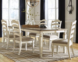 Chipped White Realyn Dining Table and 6 Chairs - PKG002226