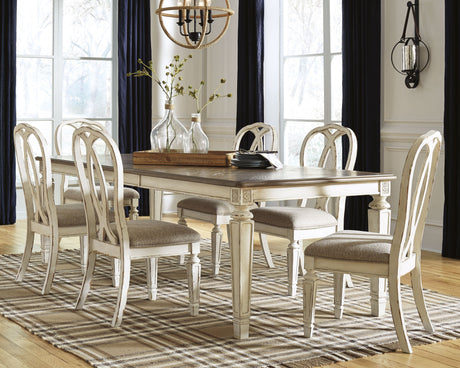 Chipped White Realyn Dining Table and 6 Chairs - PKG002229