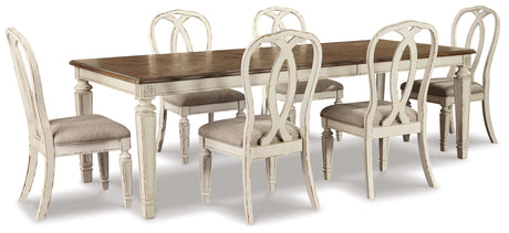 Chipped White Realyn Dining Table and 6 Chairs - PKG002229