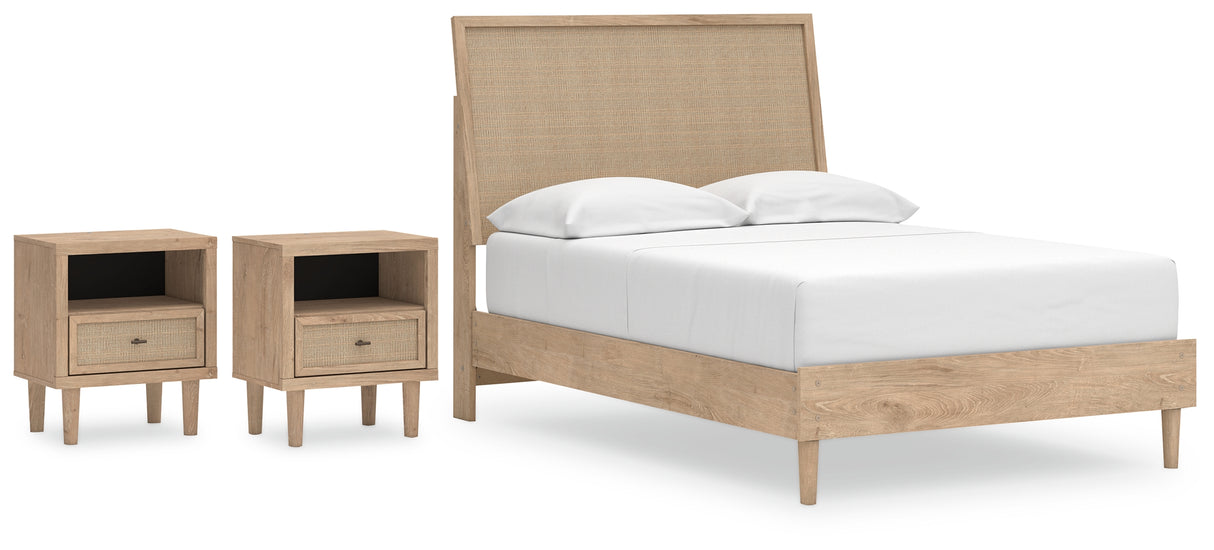 Cielden Full Panel Bed with 2 Nightstands in Two-tone - PKG018926