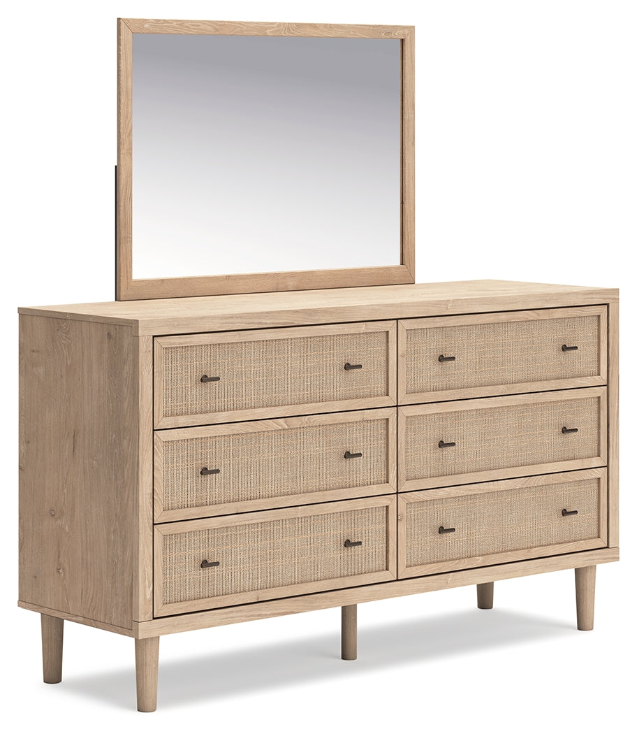 Cielden Full Panel Bed with Mirrored Dresser and 2 Nightstands in Two-tone - PKG018923