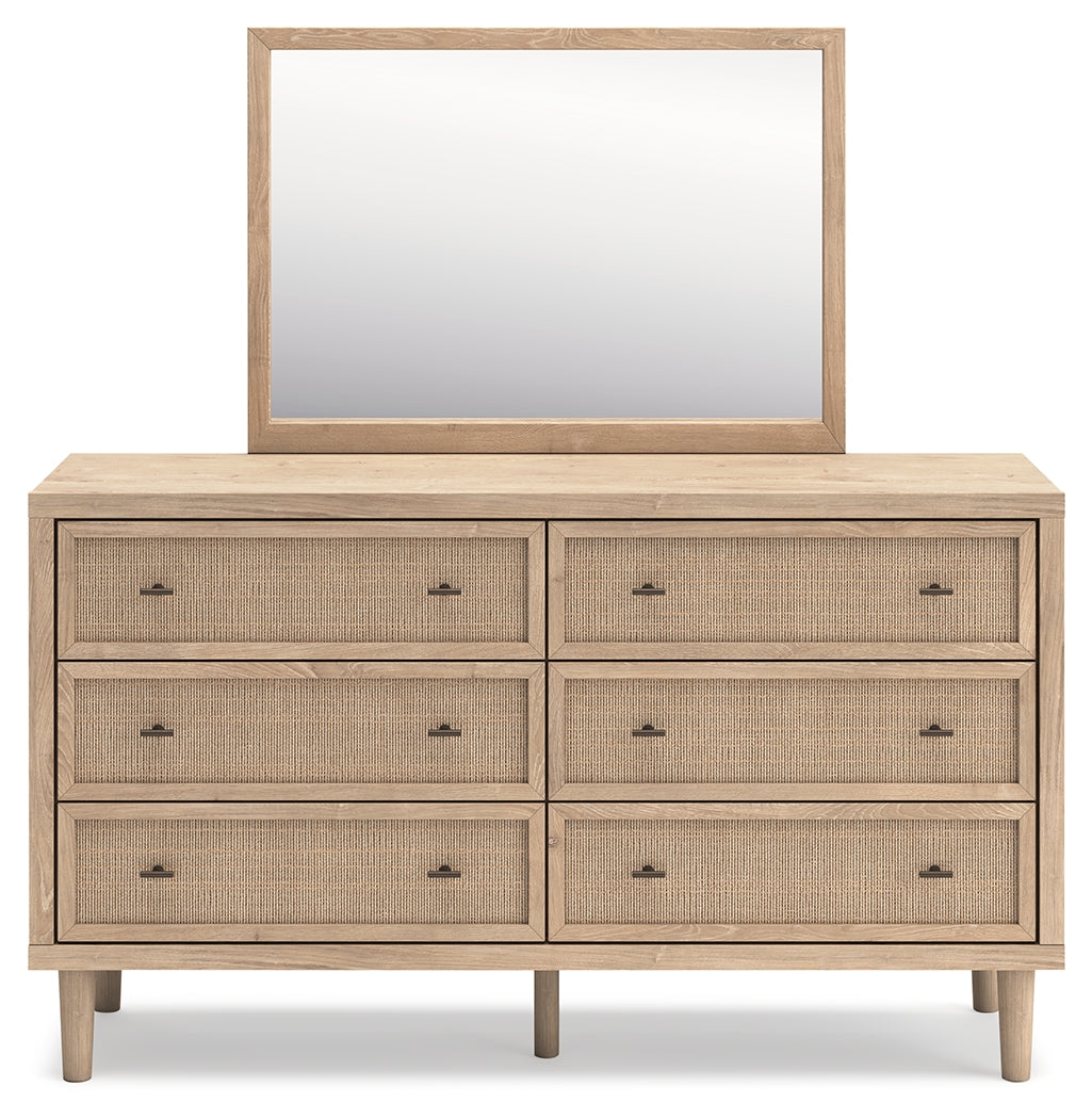 Cielden Full Panel Bed with Mirrored Dresser and 2 Nightstands in Two-tone - PKG018923