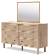 Cielden Full Panel Bed with Mirrored Dresser and 2 Nightstands in Two-tone - PKG018923