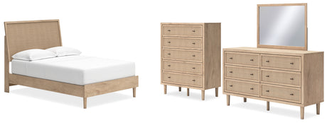 Cielden Full Panel Bed with Mirrored Dresser and Chest in Two-tone from Ashley - Luna Furniture