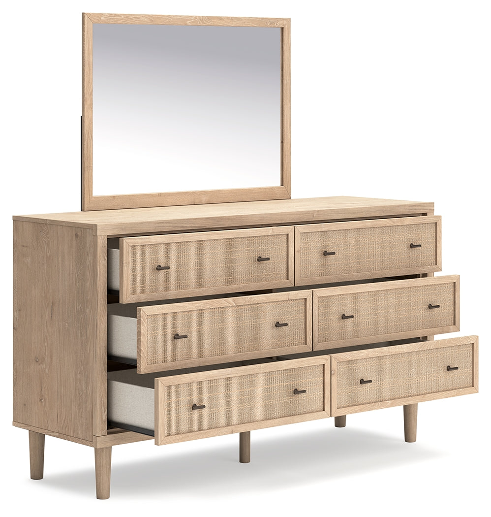 Cielden Full Panel Bed with Mirrored Dresser and Chest in Two-tone - PKG018704